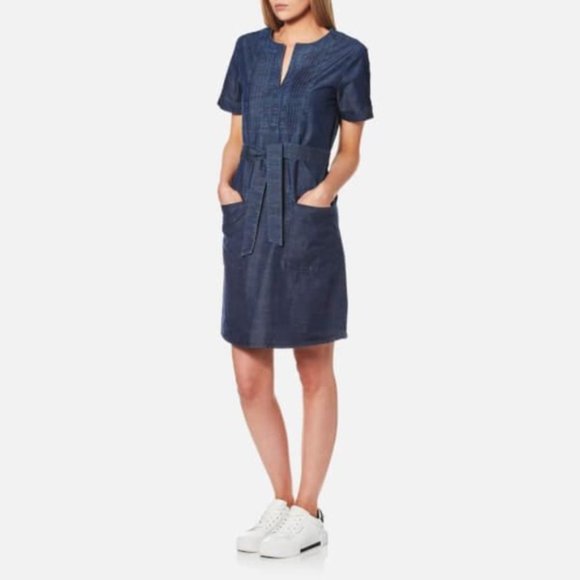 A.P.C. Indigo Cotton Italian Chambray Denim Tie-Front Jess Dress sz 34/XS Womens - Picture 11 of 16